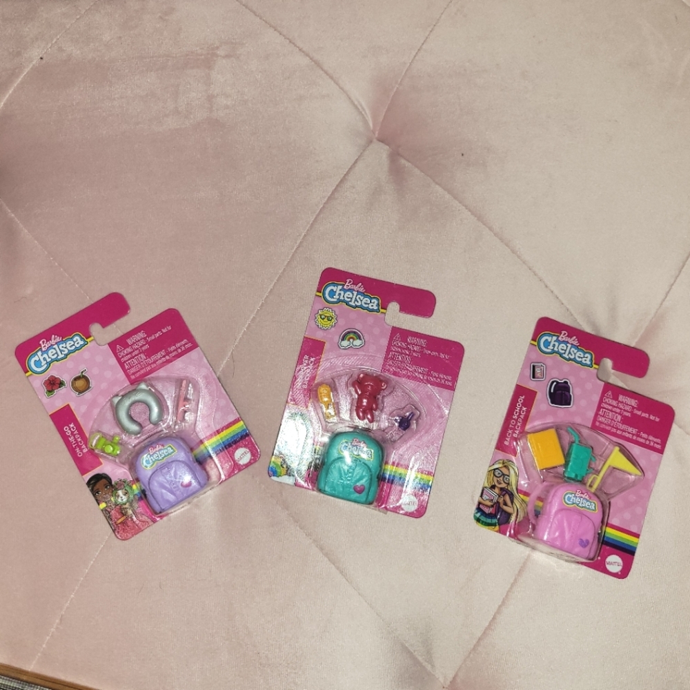 3 pk...Barbie Chelsea play backpacks